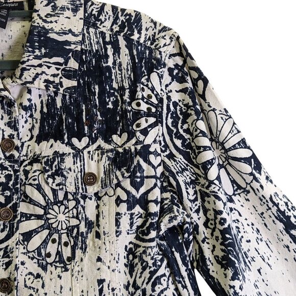 Gaudy Couture Jacket Size Medium M Womens Navy Blue Cotton Sequins Metal Buttons - Picture 7 of 12